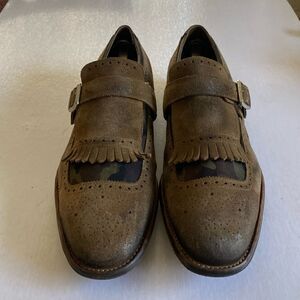 CHURCH’S Shanghai Camo Brown Leather/ Fabric Distressed Style Brogues 8.5 UK